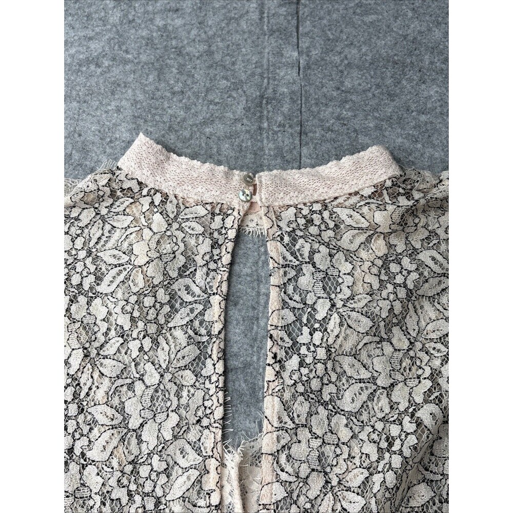 Free People Tell Tale Lace Tunic Dress Pink M OB556692 Boho Sheer Long Sleeve - Picture 9 of 14